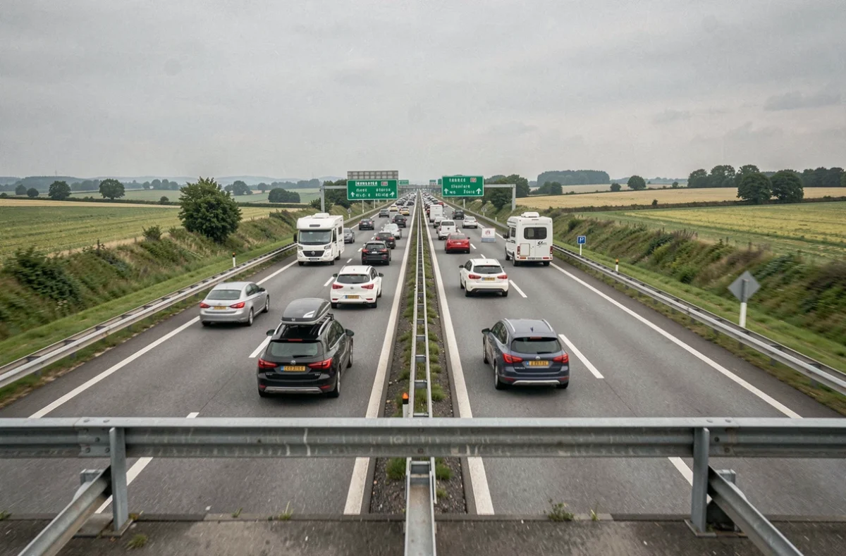 Autoroute française avec trafic modéré pendant les vacances scolaires zone B pour éviter les bouchons en 2026