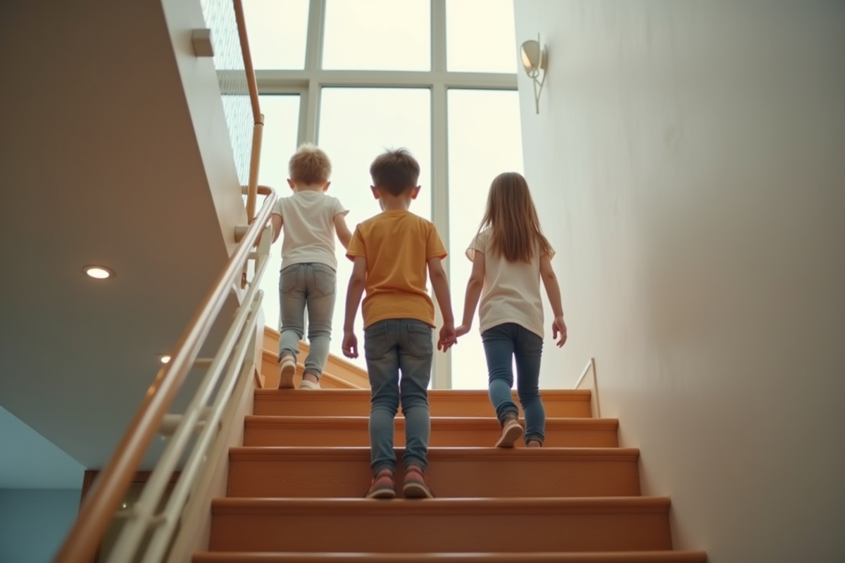 Enfants et parent au sommet de l