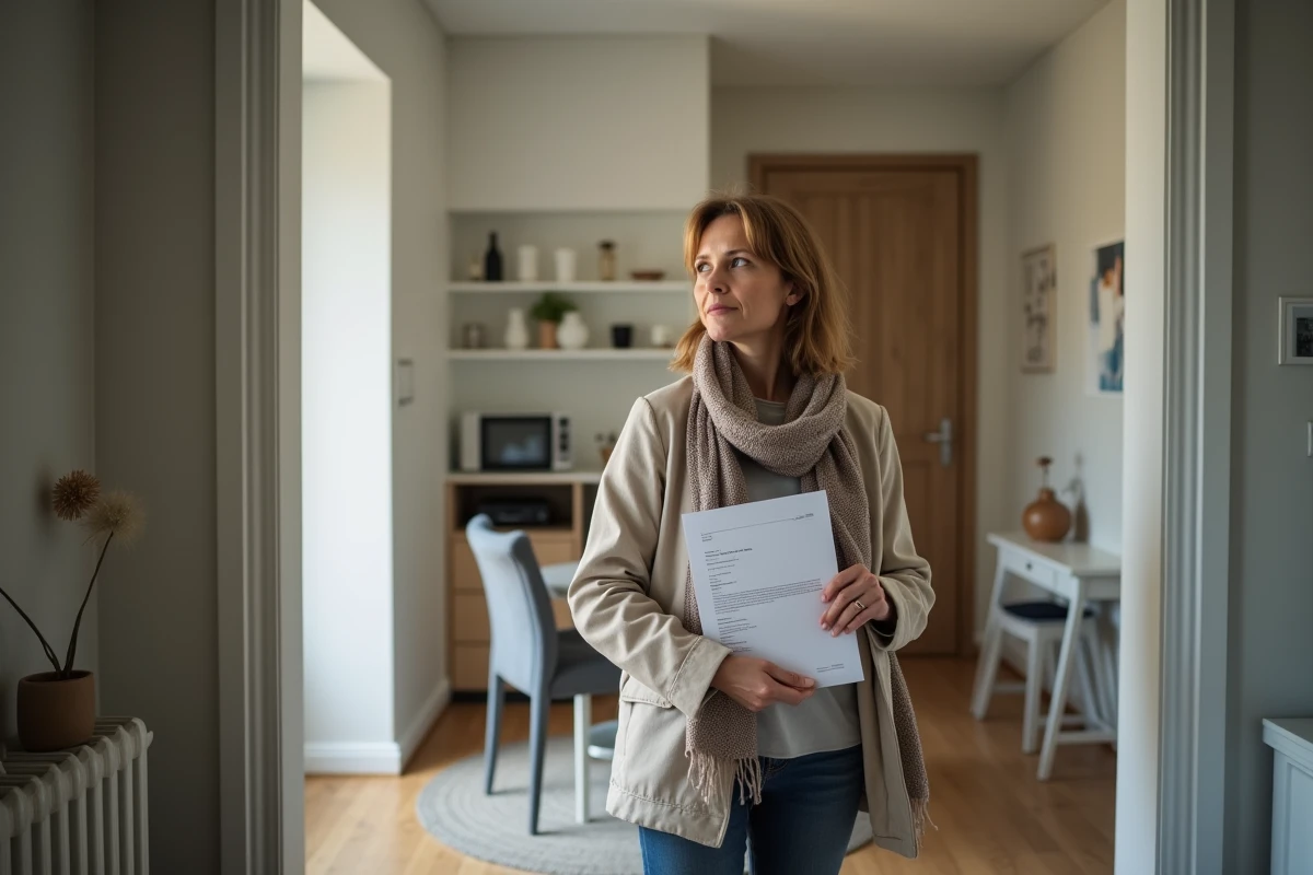 Femme divorc&eacute;e dans son appartement moderne en France