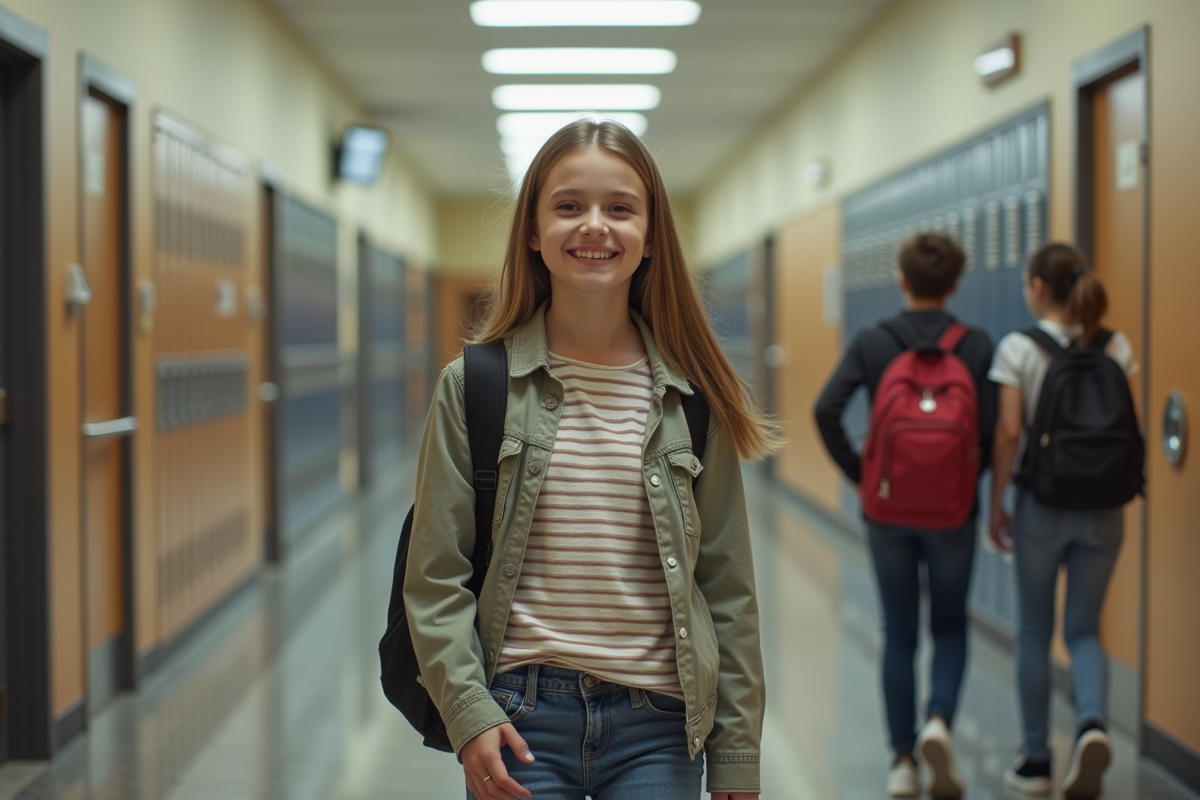Fille de 14 ans dans un couloir d