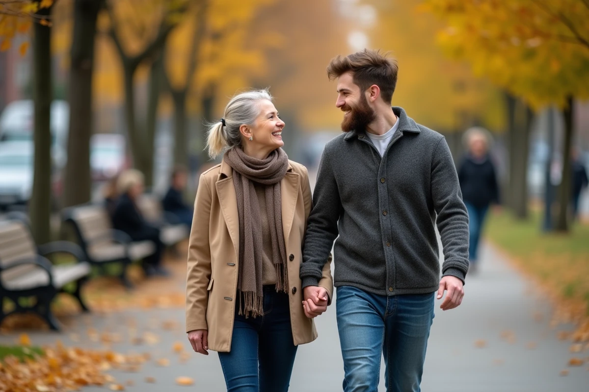 Fils et mère riant lors d